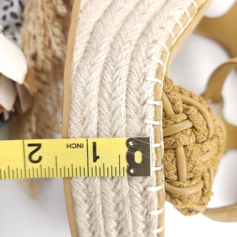 New Veronica Beard Mustard Tan Reema Platform Espadrille Sandals Size 10 - Picture 9 of 14